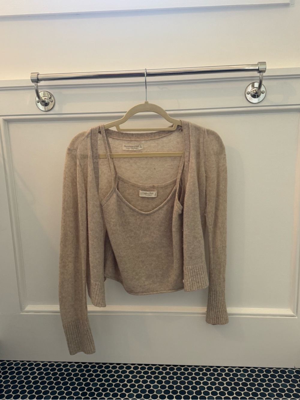 Abercrombie & Fitch Beige Knit Tank and Cardigan Set